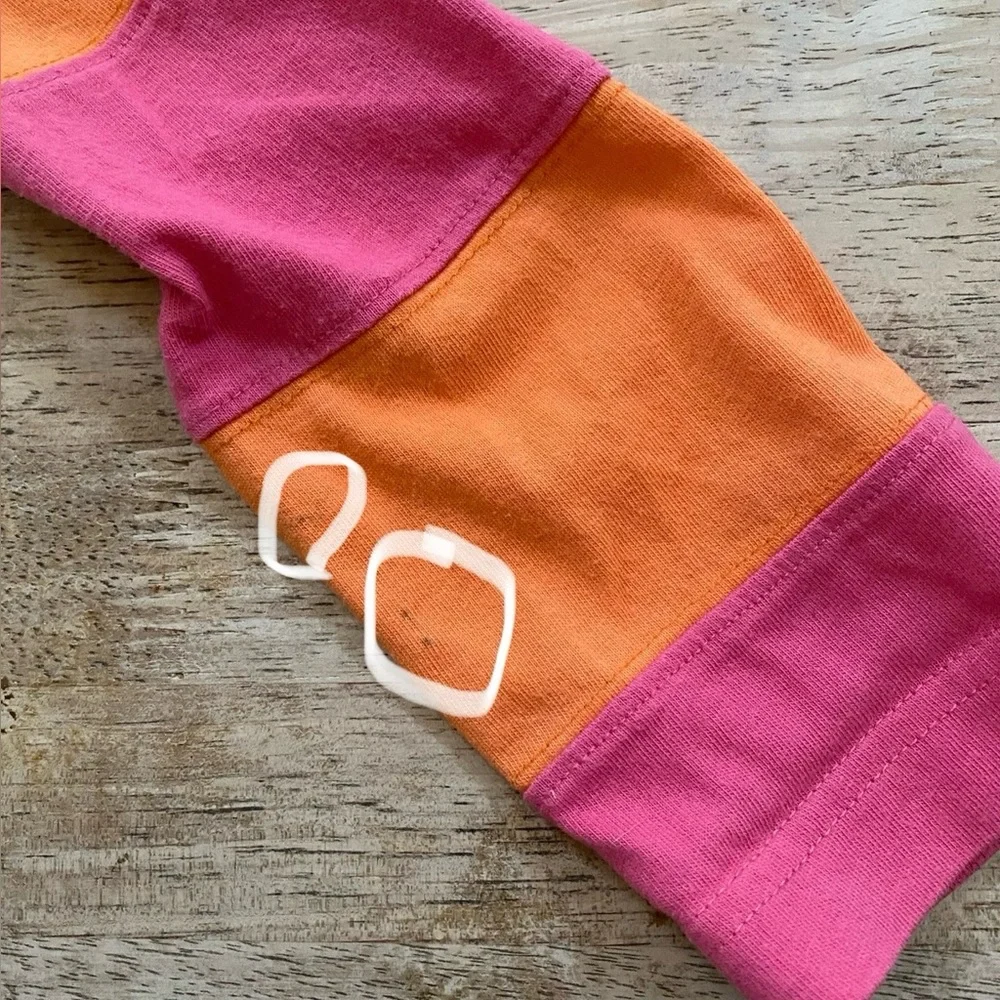 Ralph Lauren Girls’ Sz S Pink/Orange Stripe Crewneck Rugby Style Long Sleeve Top